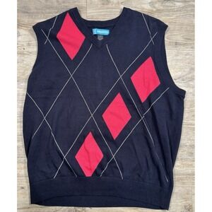 PGA TOUR  Navy and Pink  Diamond Pattern Golf Sweater Vest Men's Size XL